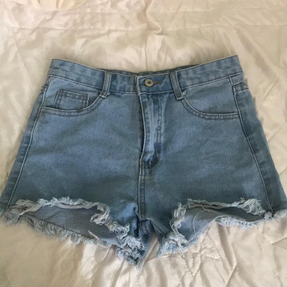 light wash jean shorts